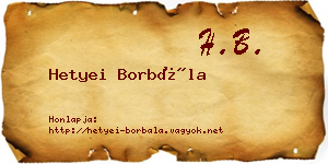 Hetyei Borbála névjegykártya